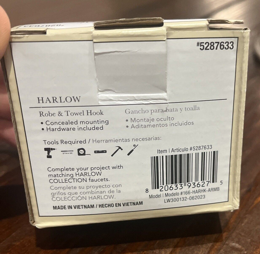 Allen + Roth ROBE & TOWEL HOOK Matte Black  Finish *NEW