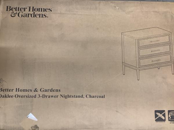 Better Homes & Gardens Oaklee Oversized 3-Drawer Nightstand - Charcoal Retail $154.00