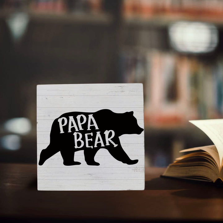 Papa Gifts Funny Dad Birthday Gift Desk Decor Wooden Box Sign Rustic Wood Block Plaque Box Sign Unique Christmas Gifts for New Dad Father Shelf Table Decoration 5.1 x 5.1 Inches