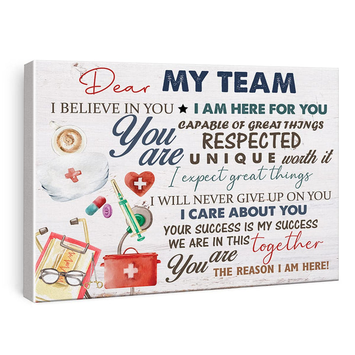Nurse Canvas Wall Art Decor Dear My Team I Believe in You Medical Staff Team Poster Painting Framed Nurse Quote Print Sign Artwork for Home Office Decor 12 X 15 Inch