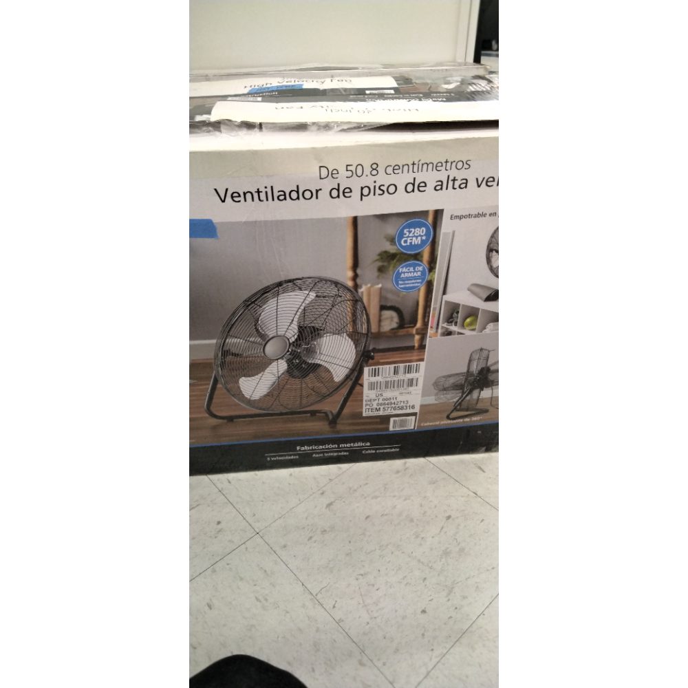 Mainstays 20  3-Speed High Velocity Tiltable Black Steel Floor Fan