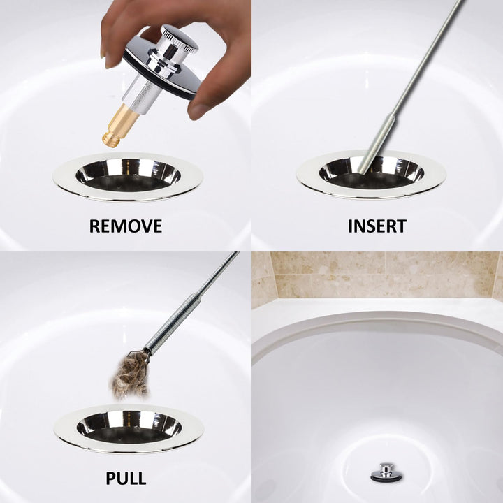 PF0412 24" Ergonomic Multipurpose Grabber Jewelry Retriever Pick-up Tool 22" Drain Clog Cleaner Auger Snake Hair Catcher for Kitchen/Bathroom Sink Tub Toilet