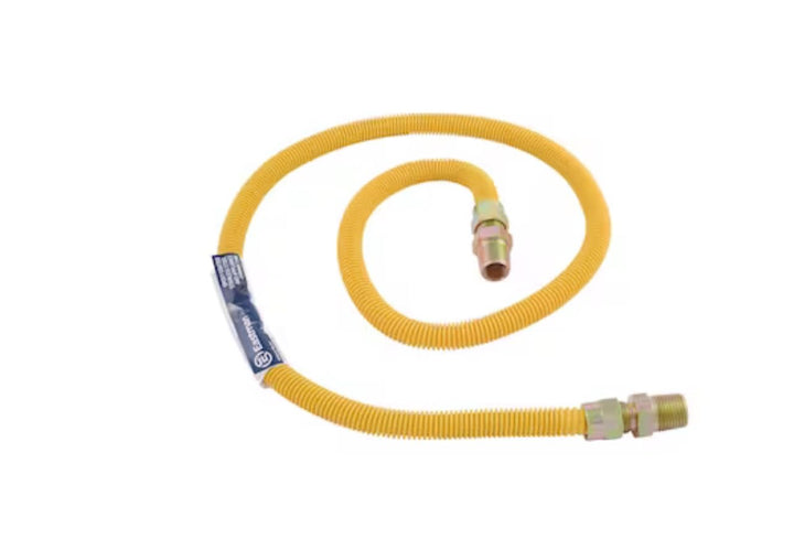 Eastman 48 Inch x 1/2 Inch OD Flexible Gas Line Connector with (2) 1/2 Inch MIP Fitting Ends for Natural Gas and Liquid Propane, Stainless Steel, Yellow, 20YE505048B