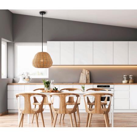 Better Homes & Gardens 50  Natural Woven Pendant LED A19 1-Light Bulb 8W(60W Equiv)  Matte Black