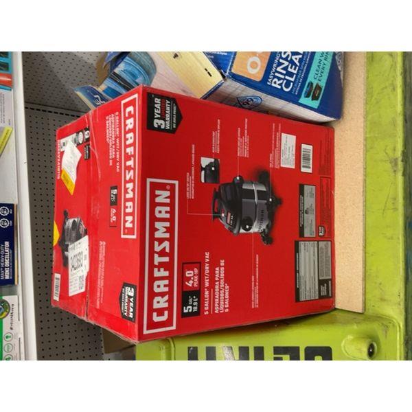Craftsman 5 Gallon Wet/Dry Vac - 4.0 Peak HP, 3-Year Warranty Retail $60.00