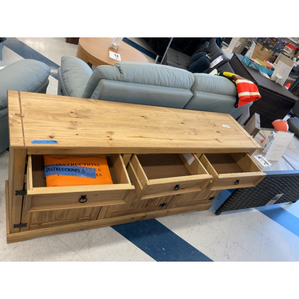 Wooden Console Table - Rustic Design, Storage Drawers & Cabinets, Light Brown