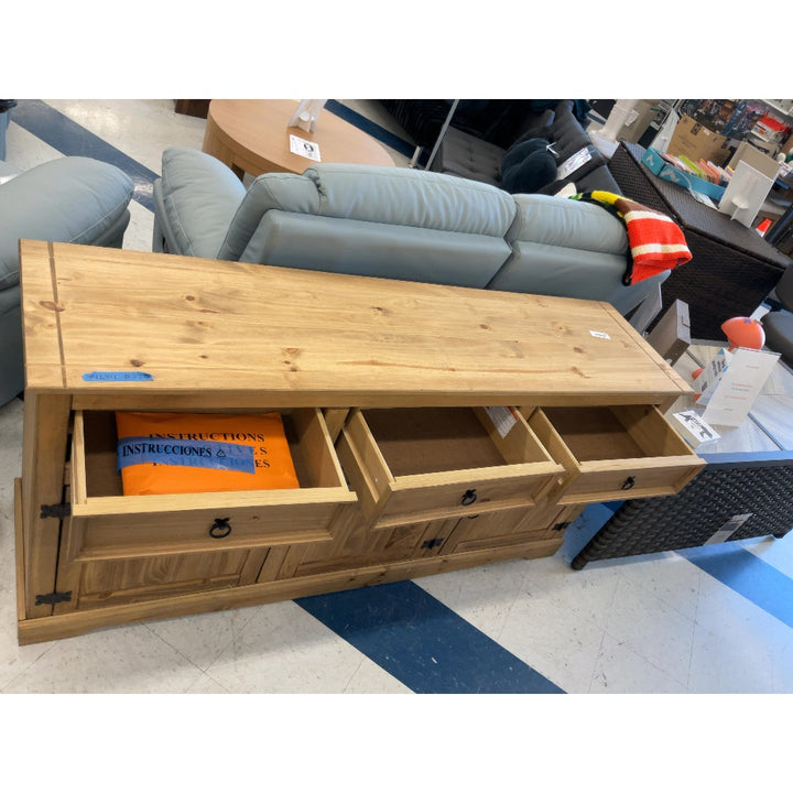 Wooden Console Table - Rustic Design, Storage Drawers & Cabinets, Light Brown