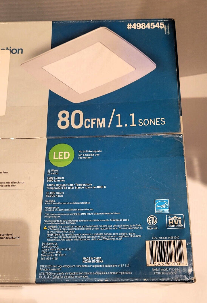 Utilitech Ventilation Fan 1-Sone 150-CFM Lighted Vent Fan Bathroom Fan