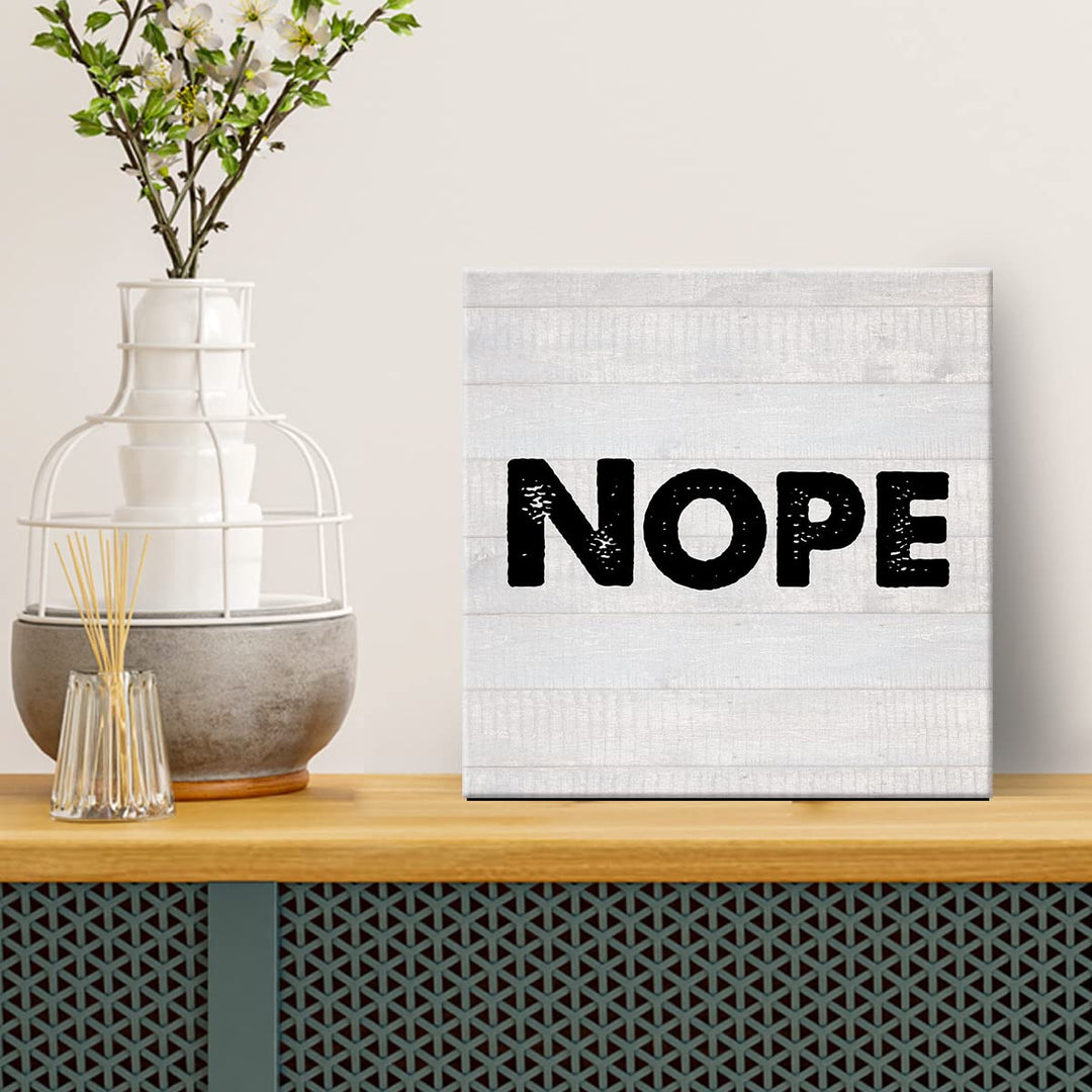 Country Office Nope Canvas Prints Wall Art Decor Desk Sign Coworker Gift Poster Painting Framed Artwork 8 x 8 Inch Home Office Dorm Shelf Wall Decoration