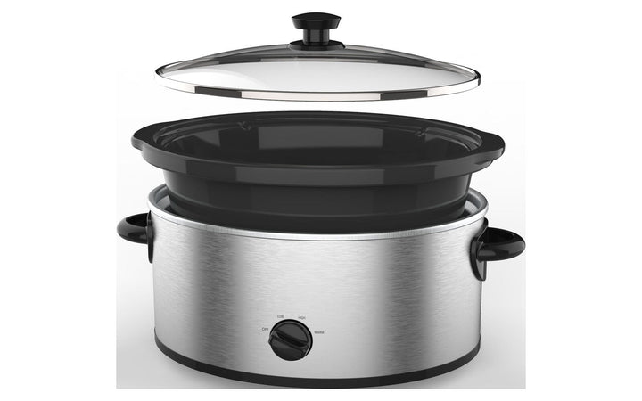 Mainstays 6 Quart Oval Slow Cooker, Stainless Steel Finish, Glass Lid