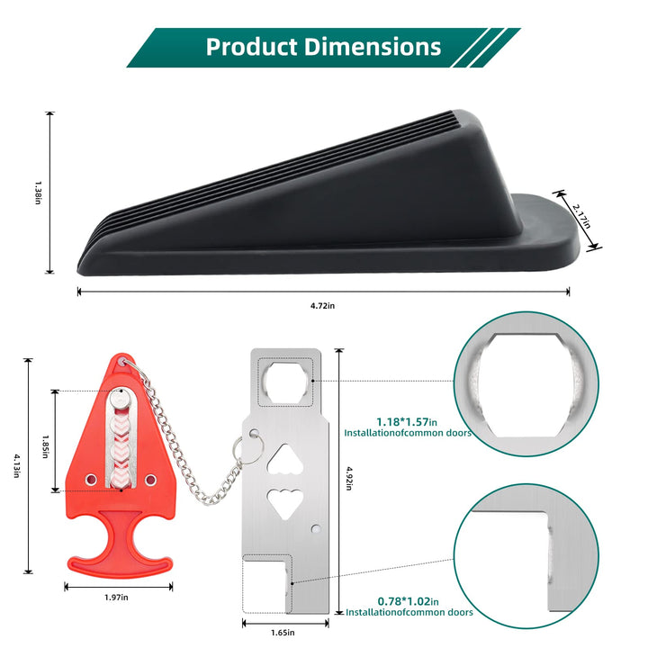 Lingbokai-Hotel Door Locks for Travelers,2 Pack,Dual Protection Security Door Kit, Prevent Unauthorized Entry in Home, Apartment and School,Travel Door Lock for Hotel Rooms