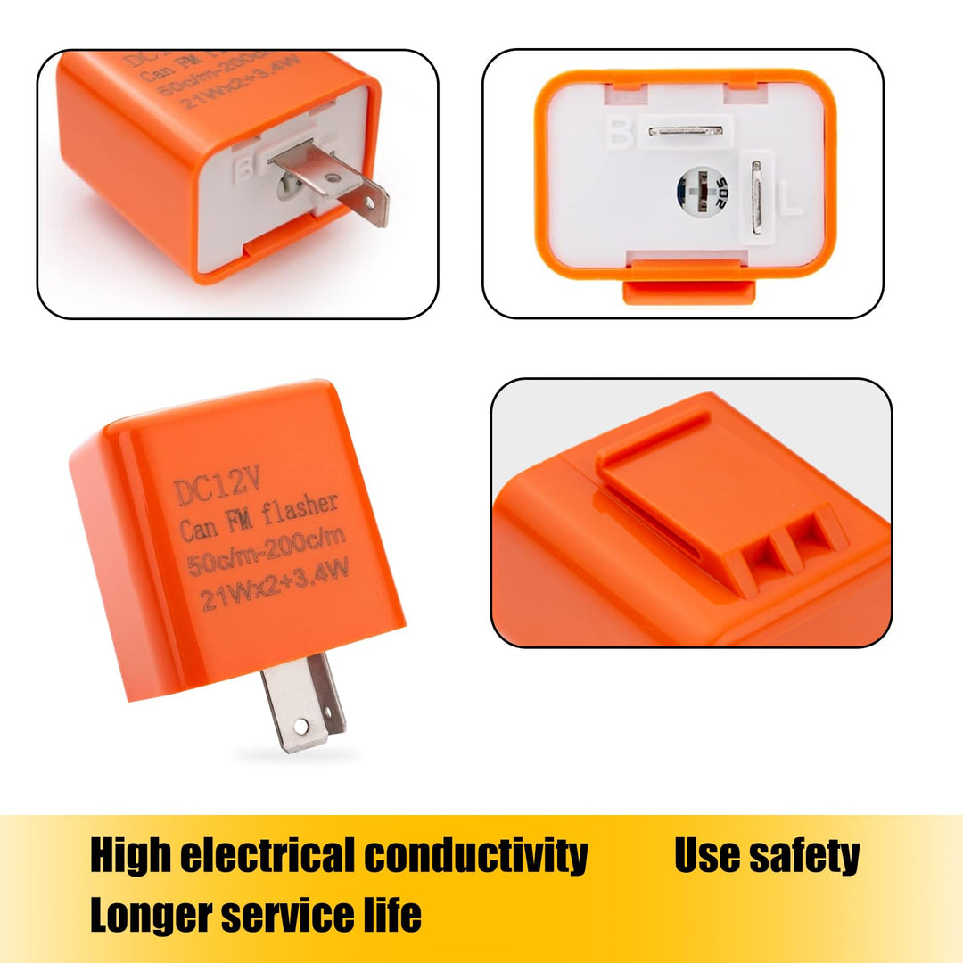 Hawyet 2 PCS 2-pin LED Car Steering Flasher Relay, 12V DC12 Adjustable Frequency Flasher Relay, Driving LED Turn Signal, Energy Saving and High Efficiency, Suitable for Cars and Motorcycles (Orange)