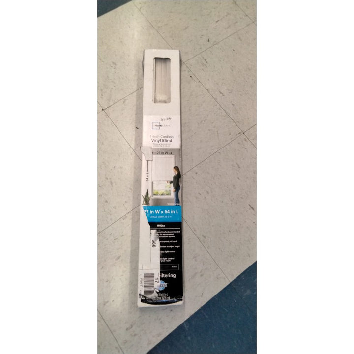 Mainstays 1  Cordless Vinyl Light Filtering Mini Blinds  White  27x64
