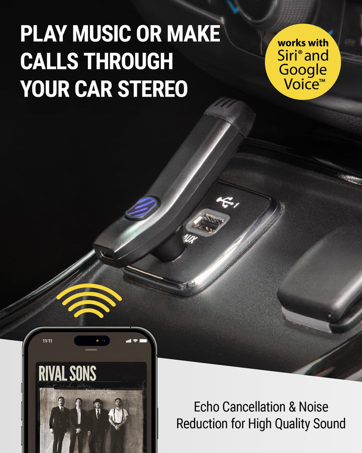 Scosche BTAXS3 Hands-Free Audio Kit, Bluetooth Receiver for Car Stereo with Noise Cancellation, 3.5mm AUX Bluetooth Adapter for Car Radio, Compatible with Siri/Google Assistant Voice Command