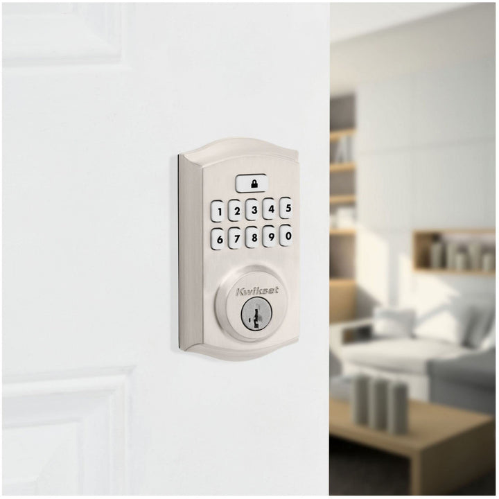 Kwikset 9260TRL-15S Traditional SmartCode Keypad Electronic Deadbolt SmartKey Satin Nickel Finish