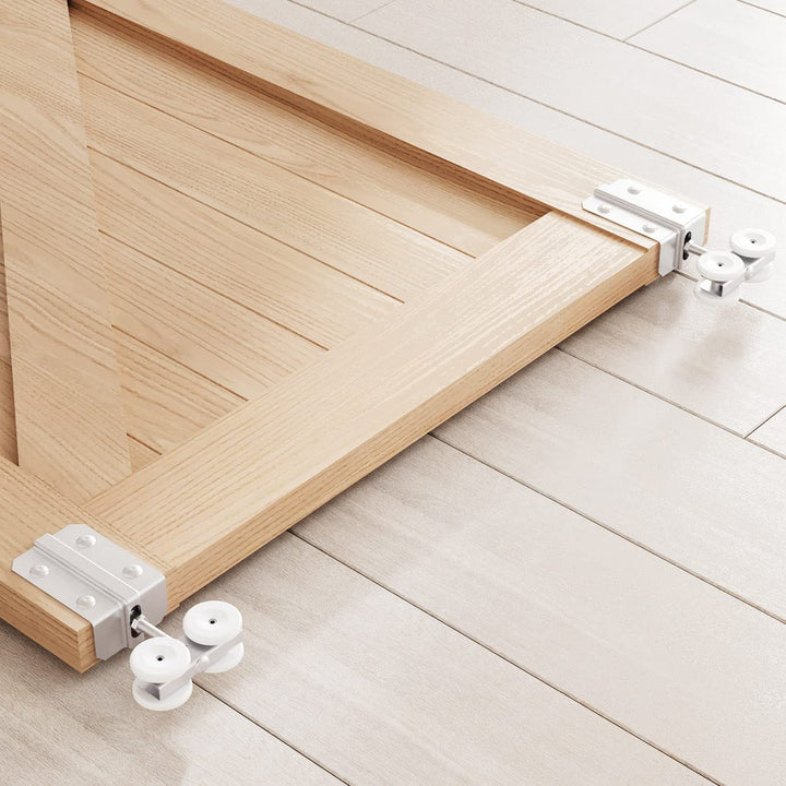 SMARTSMITH Galvanized Steel Barn Box Rail Black Hanger 2 Pack, Heavy Duty Smooth Ball Bearings Indside,Carbon steel Barn Door Rollers