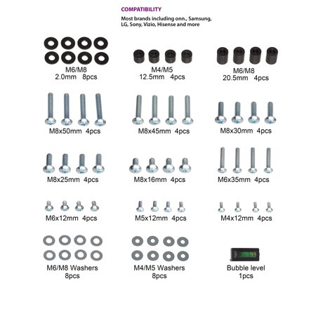 Onn. TV Wall Mount Replacement Hardware Kit  69 Pieces