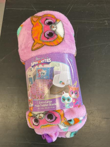 Super Kitties Extra Large Plush Toddler Blanket - Colorful Character Design Retail $19.97