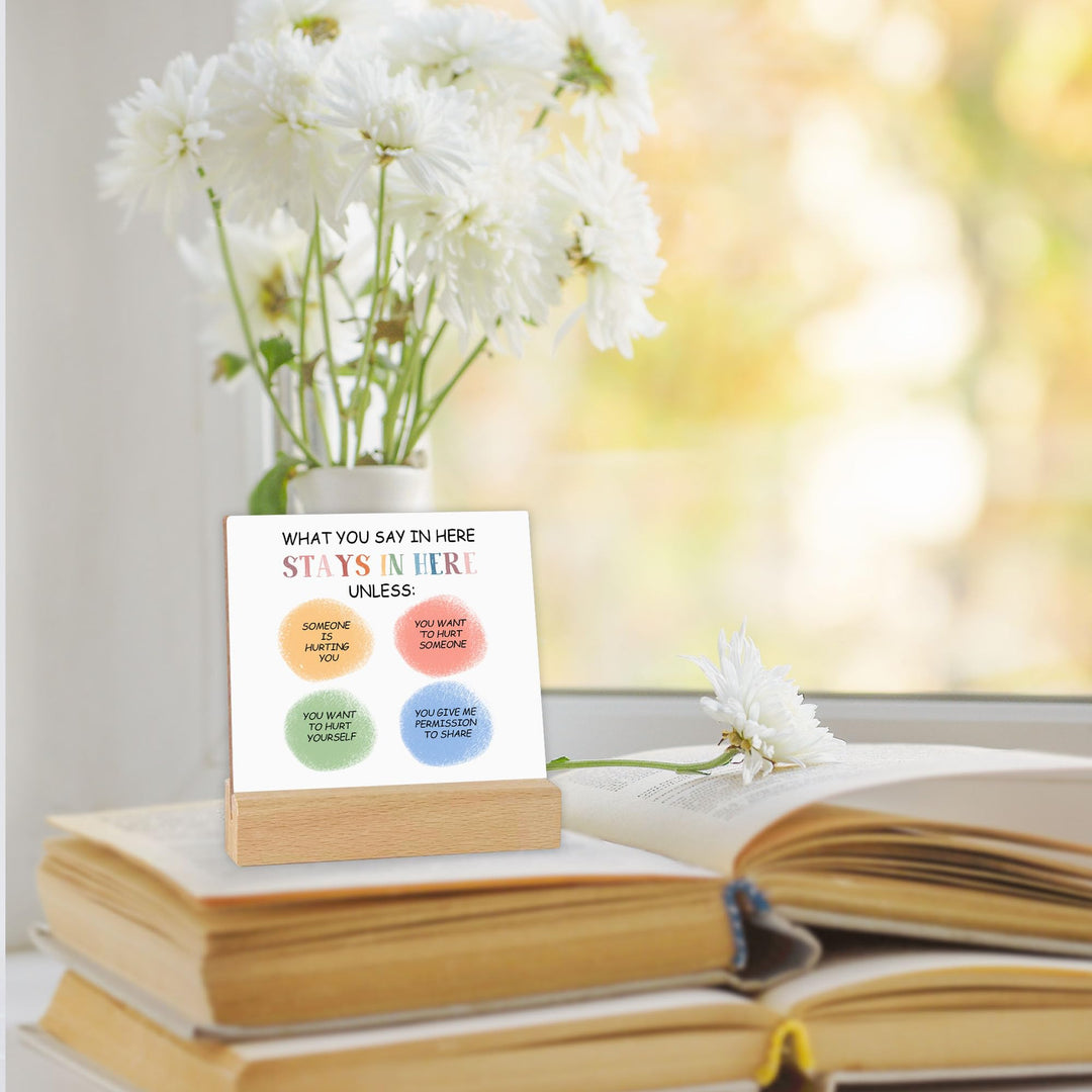 ZsaTuiy Mental Health Wooden Motivational Desk Decor - It is Okay to Ask for Help