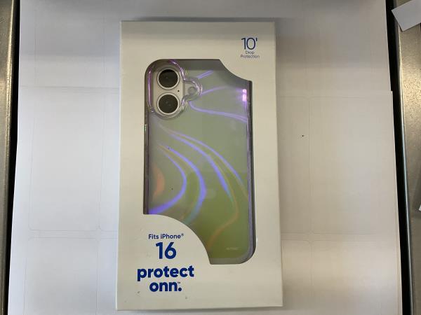 Onn. WIBIRI100149716 Shock Absorbent Phone Case for iPhone 16, Clear Iridescent Retail $12.98