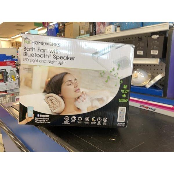 Homewerks Bath Fan with Bluetooth Speaker, LED Light and Night Light Retail $130.00