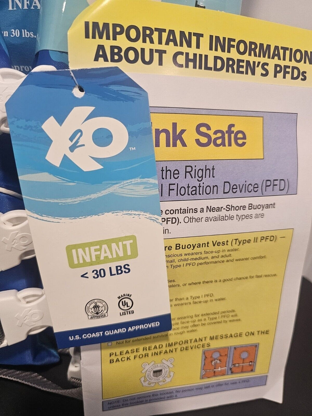 X2o Infant Closed Sided Life Vest  Blue  0-30 Lbs