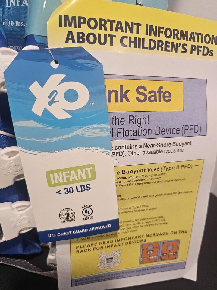 X2o Infant Closed Sided Life Vest  Blue  0-30 Lbs