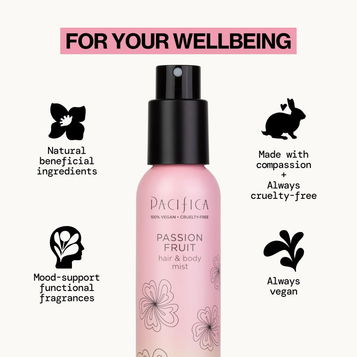 Pacifica Hair Mist Perfume & Full Body Spray for Women - Passion Fruit Body Mist Fragrance w/Pineapple, Orange Blossom, Vanilla, Sandalwood & Bergamot Ã¢â‚¬â€œ Alcohol-Free, Vegan & Cruelty-Free, 5 oz