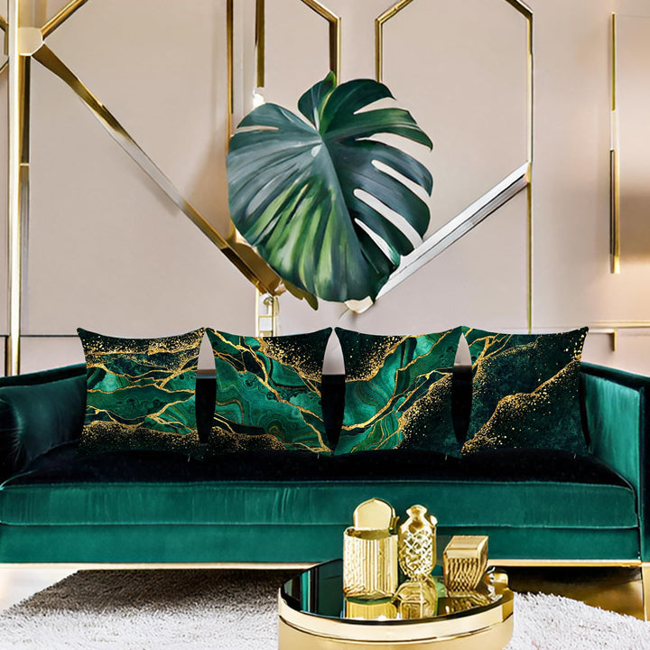 YAJTJX Marble Texture Sofa Throw Pillow Covers Blue Gray and Gold Decorative Pillow Covers 18x18 lnch Set of 4 Home Decor Living Room Sofa Couch Bed Cushion Cover Pillowcase