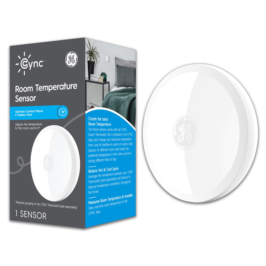 GE Cync Smart Temperature Sensor, Works with Cync Smart Thermostat (Required and Sold Separately) to Reduce Hot and Cold Spots, Easy Mounting and DIY Installation, White