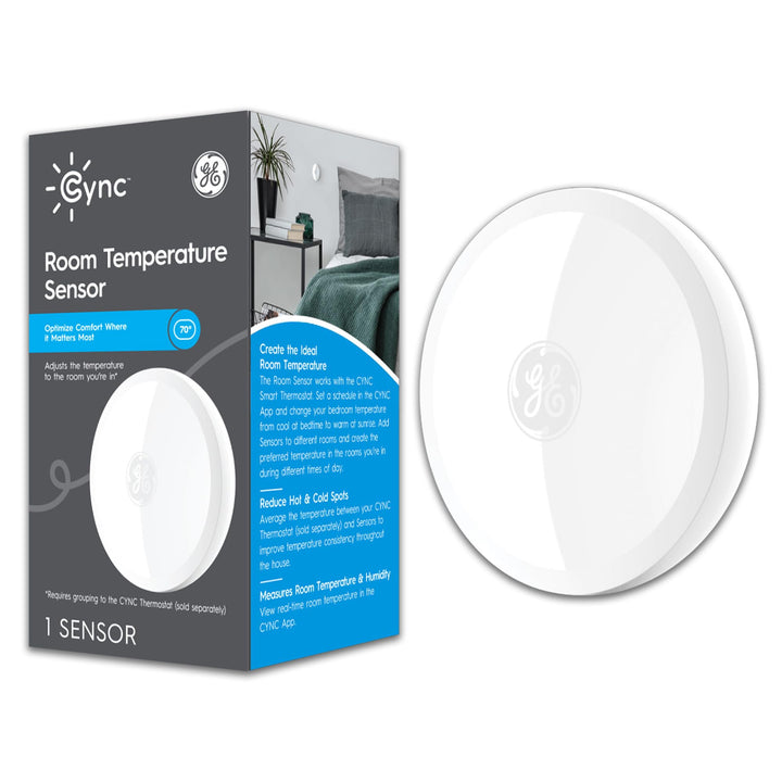 GE Cync Smart Temperature Sensor, Works with Cync Smart Thermostat (Required and Sold Separately) to Reduce Hot and Cold Spots, Easy Mounting and DIY Installation, White