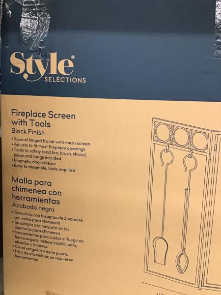 Style Selections Fireplace Screen with Tools - Black Finish Retail $120.00