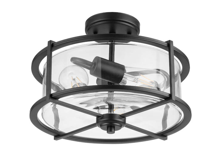 Allen + Roth Buxton Creek 3-Light 13-in Matte Black Semi Flush Mount Light