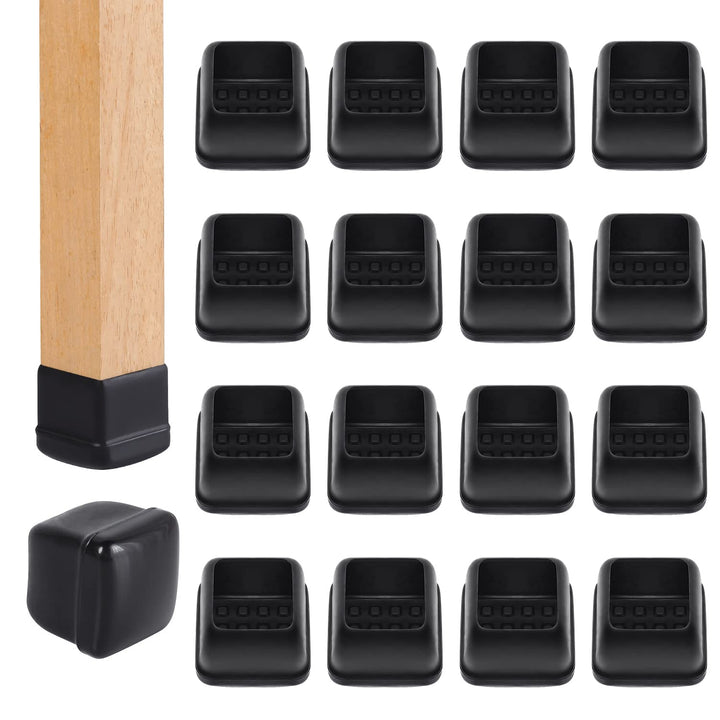Ezprotekt 24 Pcs Chair Leg Sliders for Carpet, Square Black Chair Glides Teflon Furniture Pads, Bar Stool Leg Protectors Caps for Rug - for Dining Table, Couch, Patio Legs (M Fit: 0.75" - 1")
