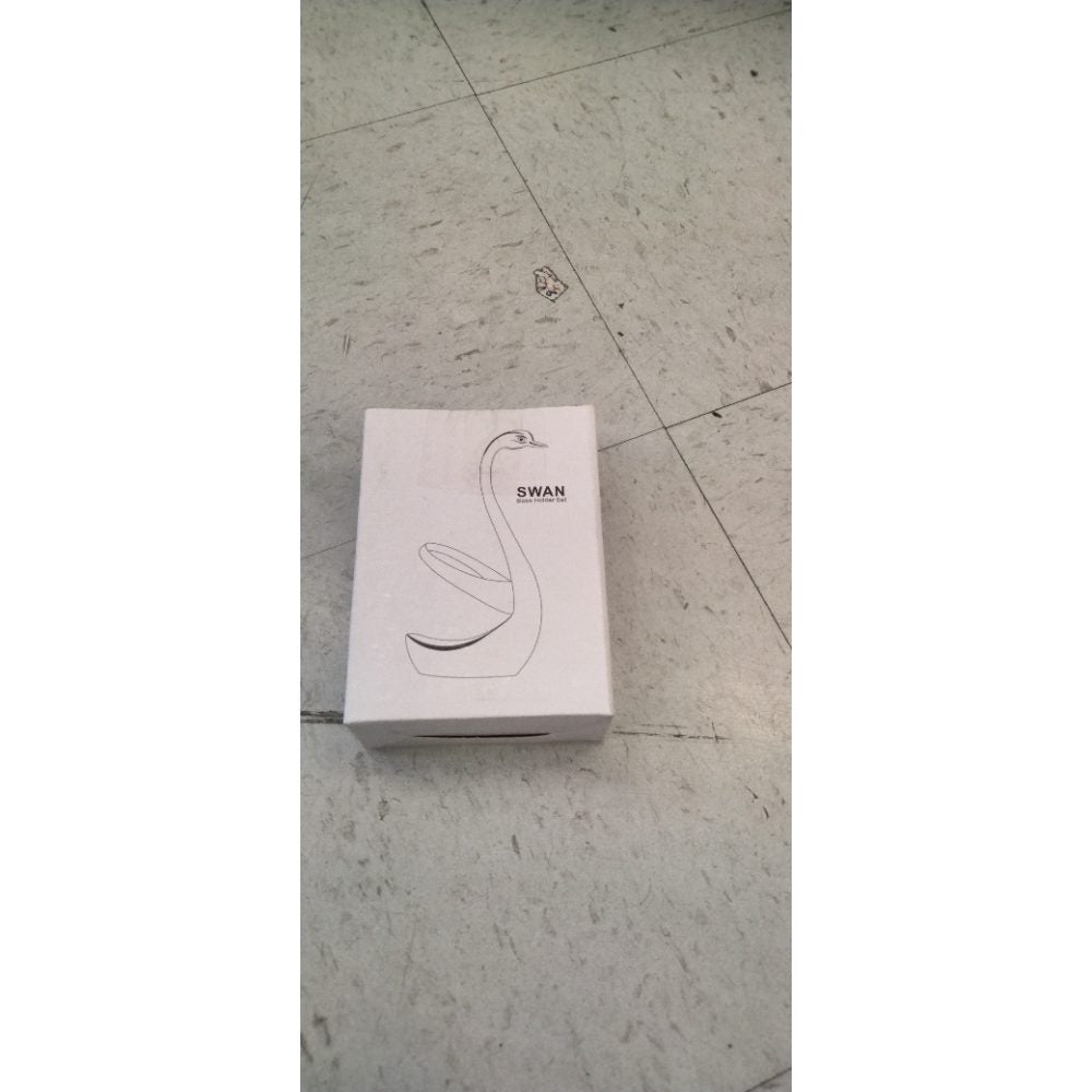 AnSaw Black Swan Base Holder with 5-Pieces 4.7-inch Small Coffee Spoons and 5-Pieces Dessert Fork, Leaf Handle Set (White & Gold)