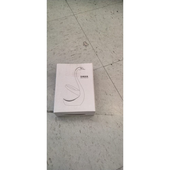 AnSaw Black Swan Base Holder with 5-Pieces 4.7-inch Small Coffee Spoons and 5-Pieces Dessert Fork, Leaf Handle Set (White & Gold)