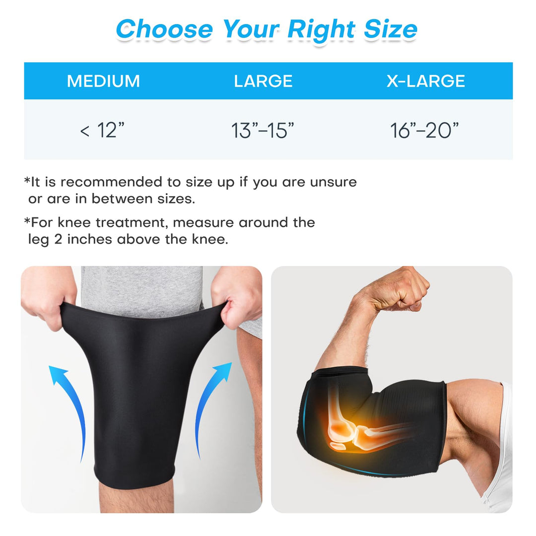 NOVASPORT Knee Ice Pack Wrap for Injuries, Ice Sleeve Pain Relief for Elbow, Knee, Ankle, Calf, Reusable Hot Cold Compression Sleeve for Calf Injuries, Surgery Recovery, Bruises & Sprains-XL