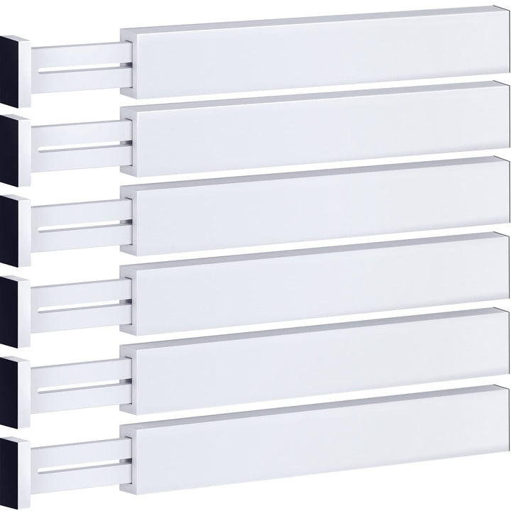 Adjustable Bamboo Drawer Divider Organizers - 6 Pack Large Expandable Drawer Organization Separators for Kitchen Utensils, Dresser, Bedroom, Bathroom, Baby Drawer, Office - 17.5â€ to 22" (White)