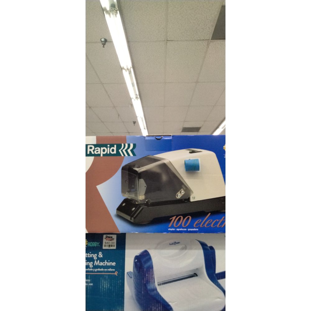 R100 HD Electric Stapler with Adj Stapling Pressure for 2 50 Sheets, White/Black (HUN02044) Category: Electric Staplers