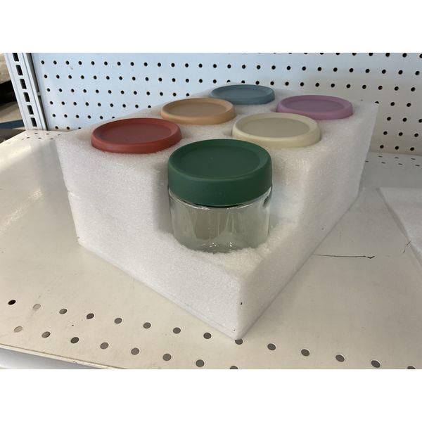 Amazon Basics Glass Jar - Round, Colorful Lids Retail $29.95