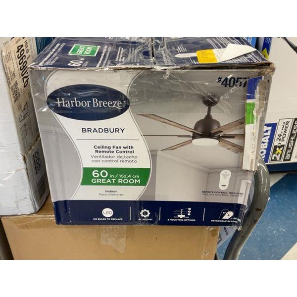 Harbor Breeze BRADBURY Ceiling Fan with Remote Control - 60 in, Great Room, Indoor Retail $160.00