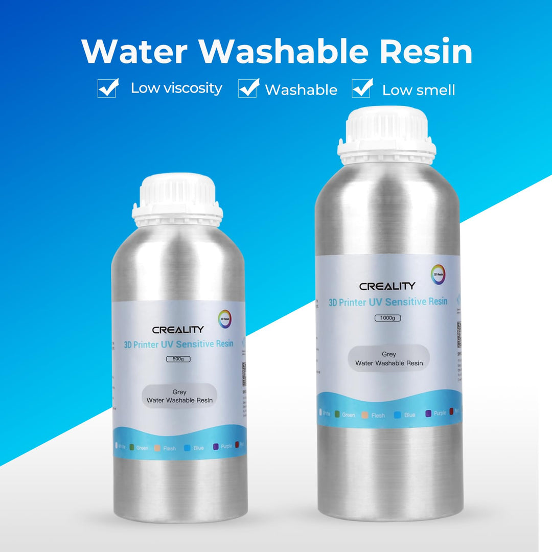 Creality Water Washable 3D Printer Resin with Low Viscosity and Fast Printing, High Precision Resin for LCD 3D Printers (Grey, 1kg)