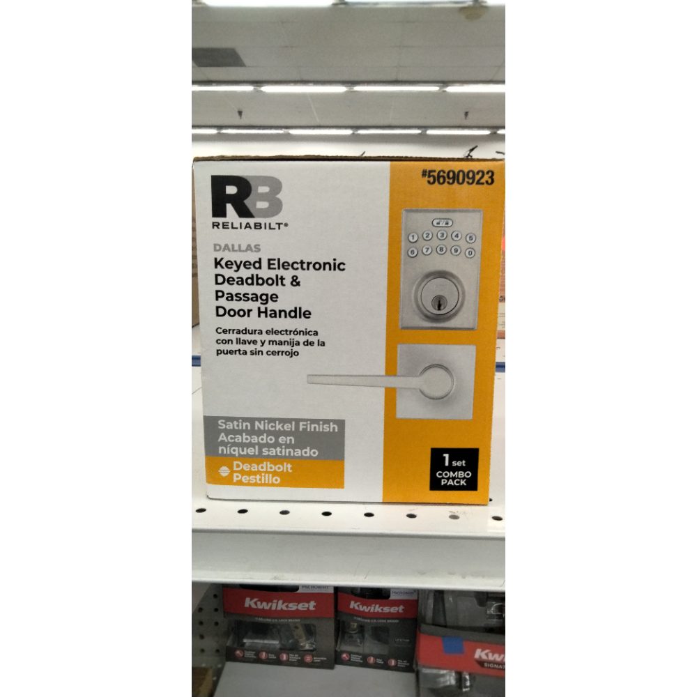 Reliablit Satin Nickel Electronic Deadbolt with Keypad & Passage Door Handle