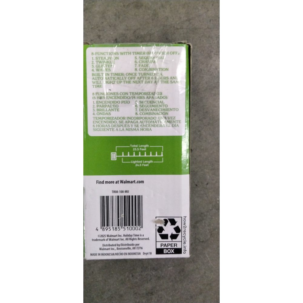 Holiday Time 100 Micro Lights - 8-Function, Multicolor, Battery Powered Retail $15.00