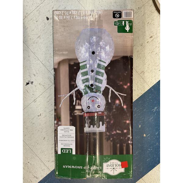 Holiday Time Light Up Snowman - LED, Pre-Attached Lights, Durable Plastic Sculpture, Easy to Assemble