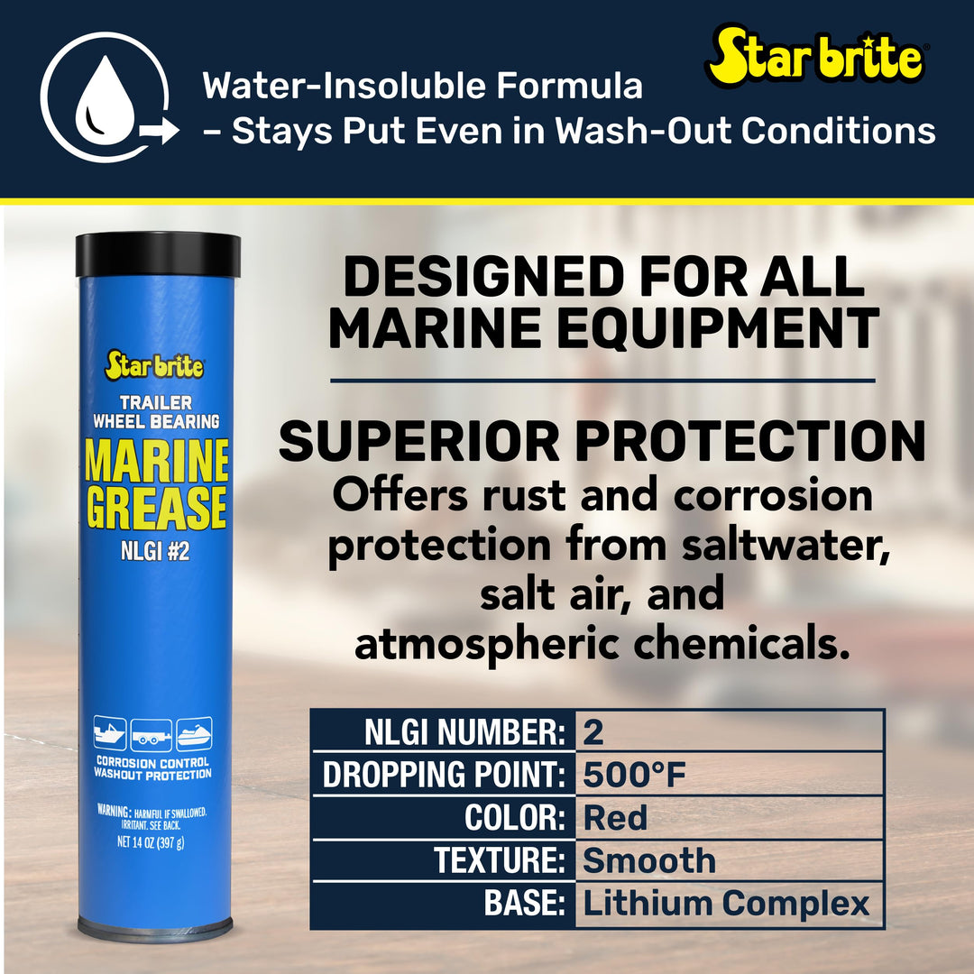 STAR BRITE Wheel Bearing Grease - Boat Trailer Marine Grade - 14 OZ Grease Gun Cartridge (026014)