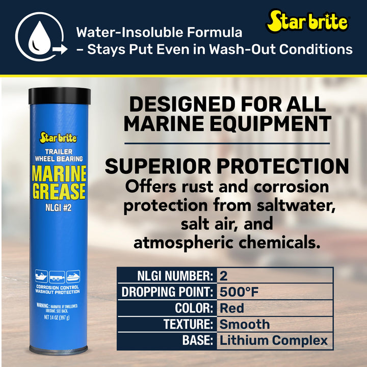 STAR BRITE Wheel Bearing Grease - Boat Trailer Marine Grade - 14 OZ Grease Gun Cartridge (026014)