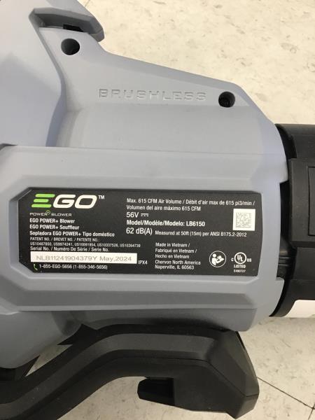 EGO LB6150 Power+ Blower - Brushless, 615 CFM Retail $179.00