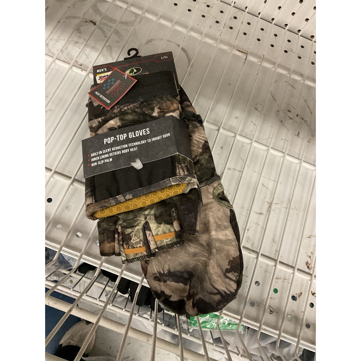 TrueTimber Pop-Top Gloves - Scent Reduction, Heat Retention, Non-Slip Palm, L/XL