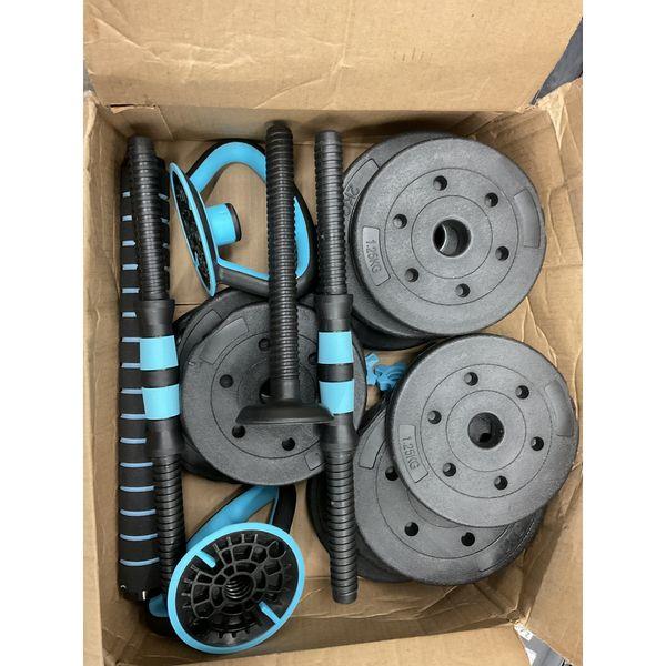 Adjustable Dumbbell Set with Curl Bar & Ab Roller - 20kg Retail $89.99